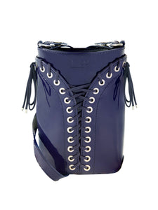 The Cleavage Crossbody Bag in Blue Patent