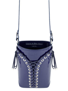 The Cleavage Crossbody Bag in Blue Patent