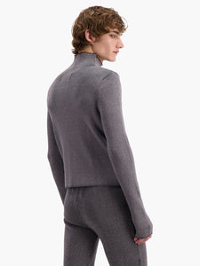 Grey Ribbed Mock Neck Jumper