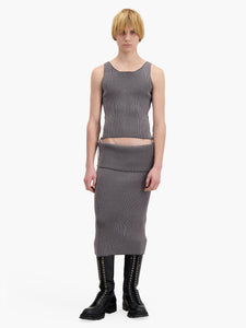 Grey Ribbed Knit Tube Skirt