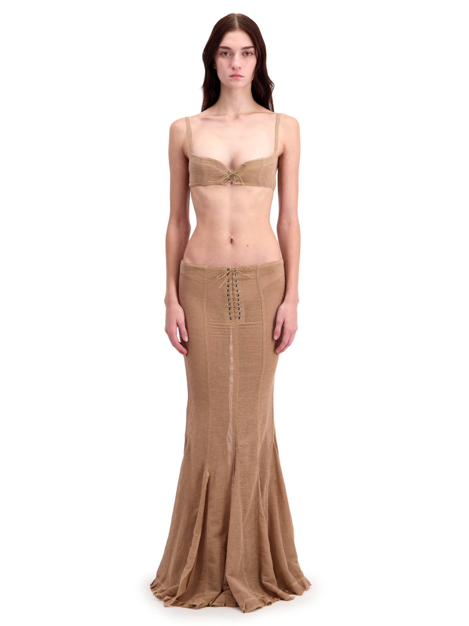 Beige Mermaid Fishnet Skirt