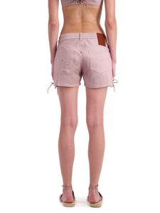 Light Pink Double Lace Up Shorts