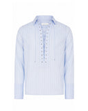 Laced Alan Shirt in Cotton (Blue)