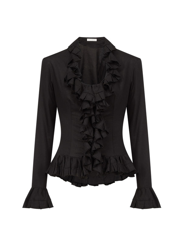Ruffle Blouse in Linen