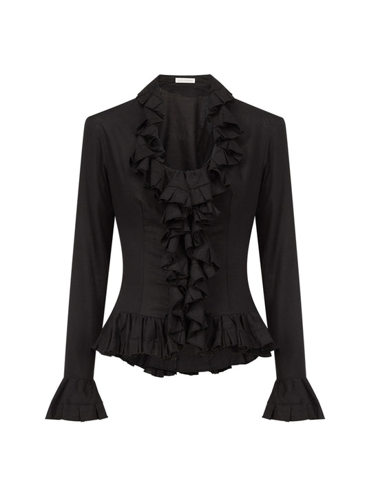 Ruffle Blouse in Linen