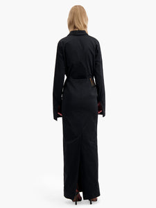 Black Taffeta Long Skirt