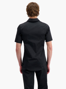 Black Taffeta Short Sleeve Slim Shirt