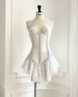 Lily Dress in Lace and Leather