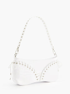 The Cleavage Bag in White Patent Embossed Leather