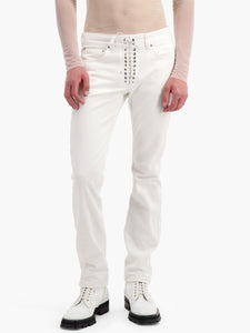 White Lace Up Jeans