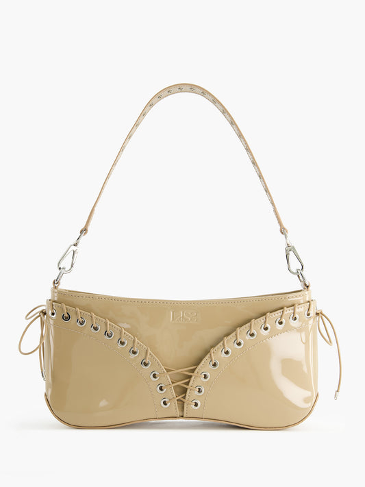 The Cleavage Bag in Patent Beige Leather