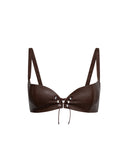 Easy Cleavage Bra in Leather (Brown)
