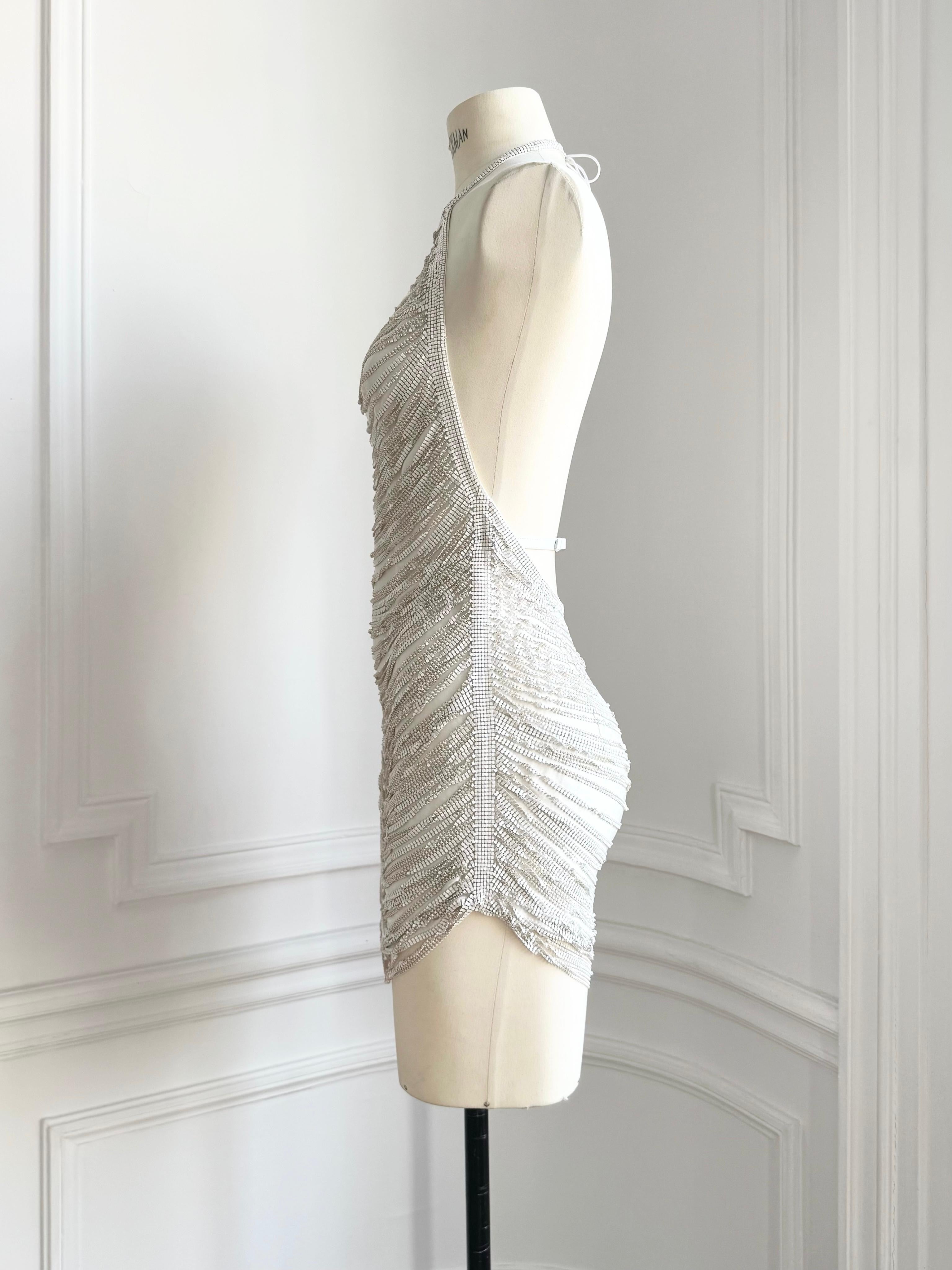 Hailey Dress in Satin and Metal Mesh