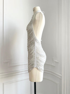 Hailey Dress in Satin and Metal Mesh