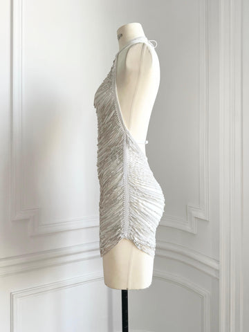 Hailey Dress in Satin and Metal Mesh