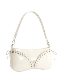 The Cleavage Bag in Off White Patent Leather