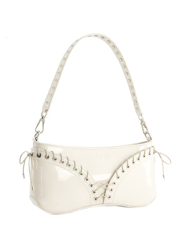 The Cleavage Bag in Off White Patent Leather