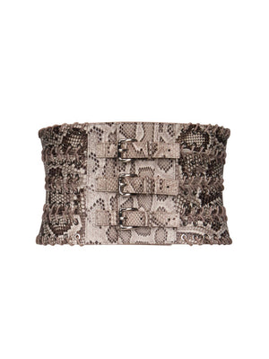 Eyelet Belt in Python Leather
