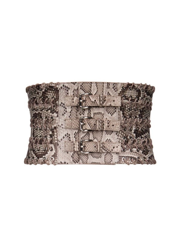 Eyelet Belt in Python Leather
