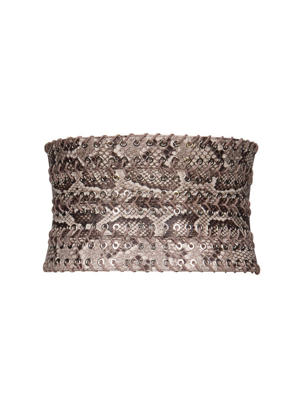 Eyelet Belt in Python Leather