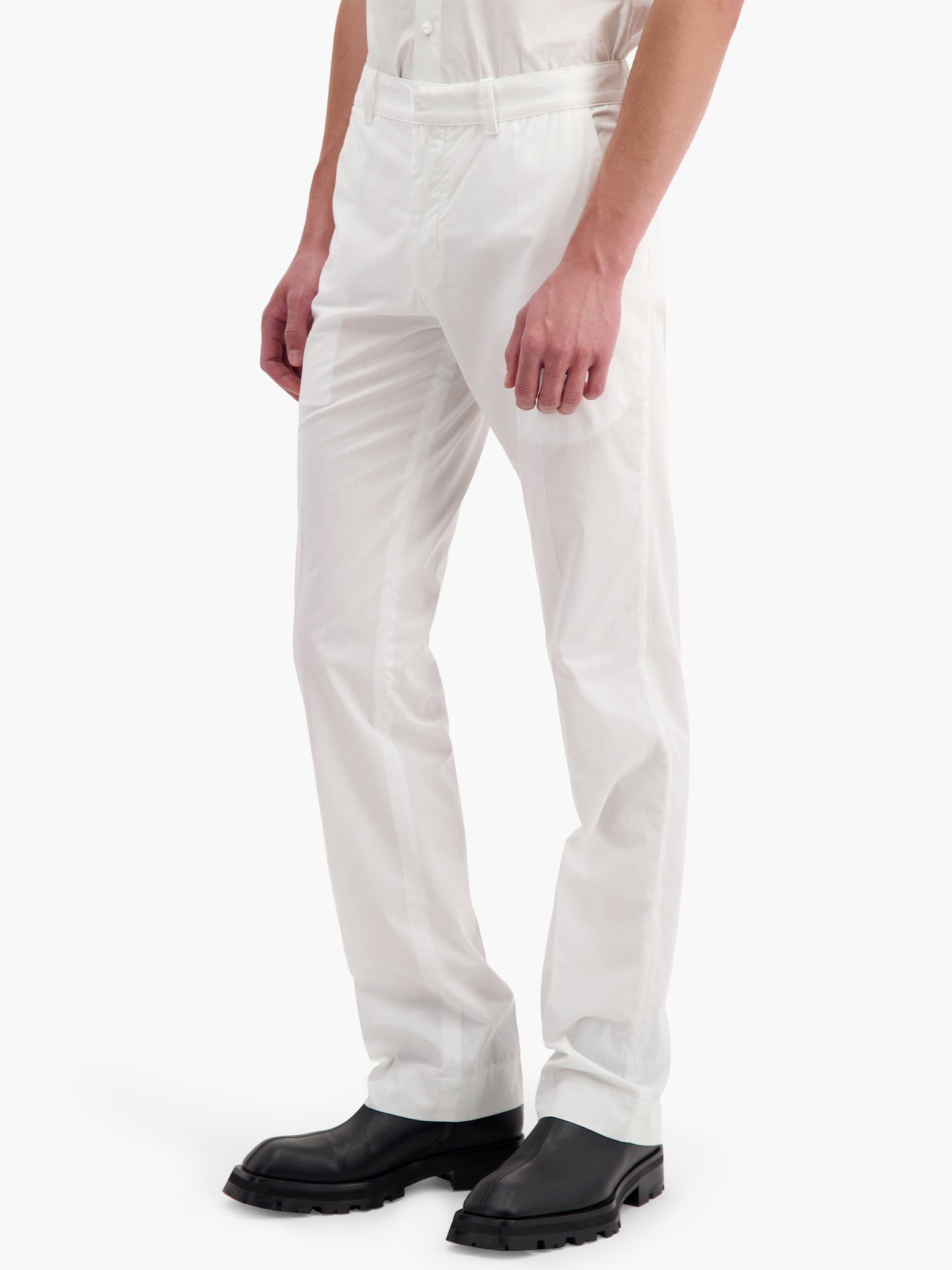 White Poplin Suit Pants