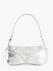 The Cleavage Bag Silver Embossed Leather