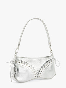 The Cleavage Bag Silver Embossed Leather